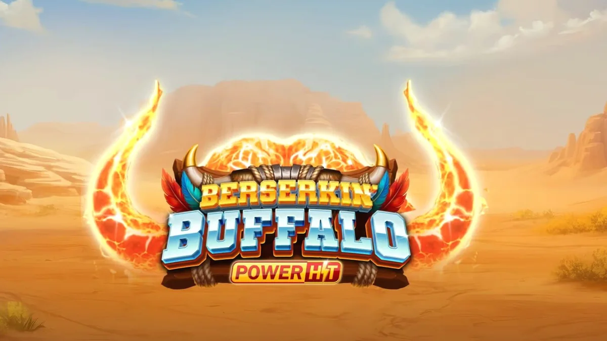 Tampilan visual slot Beserkin’ Buffalo Power Hit dengan latar belakang padang gurun mistis