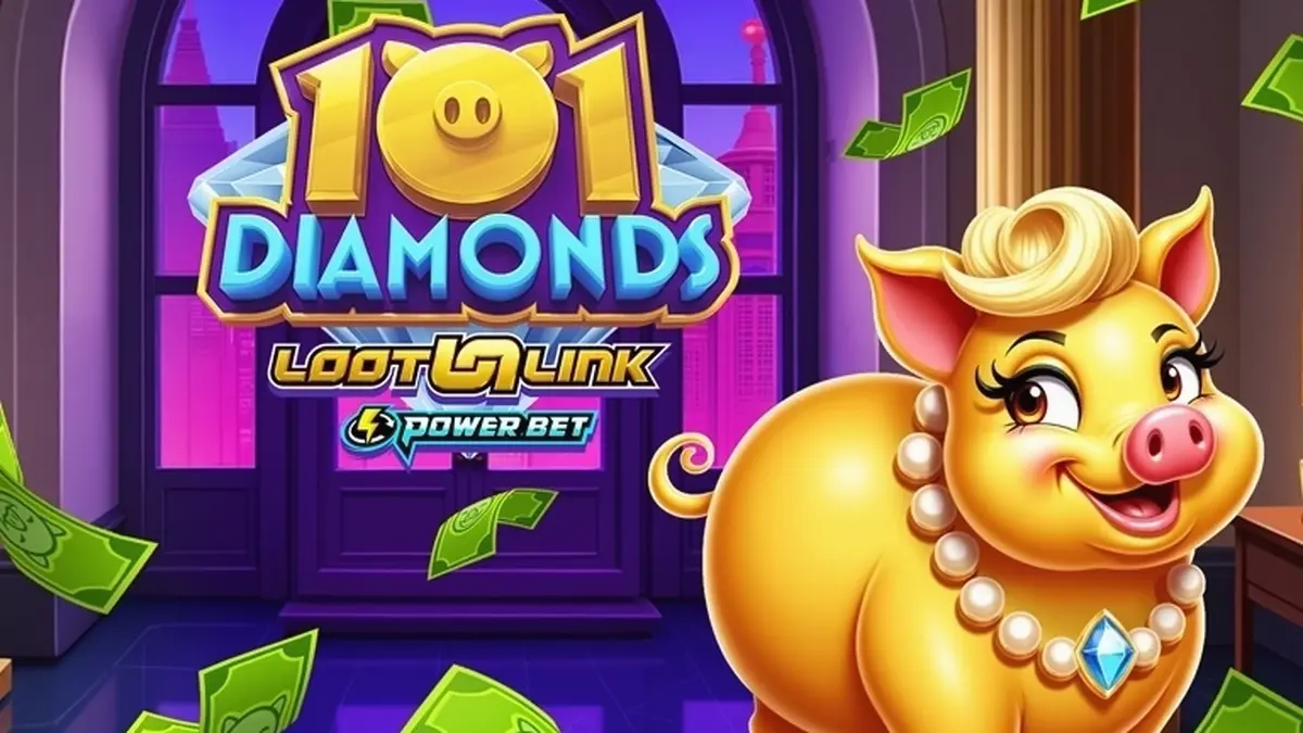 Tampilan visual mesin slot 101 Diamonds dengan latar belakang berlian