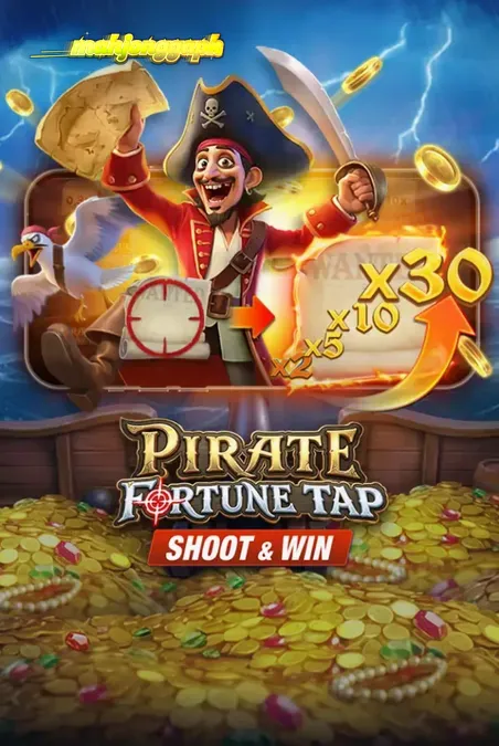 Tampilan layar permainan Pirate Fortune Tap dengan meriam dan target bajak laut